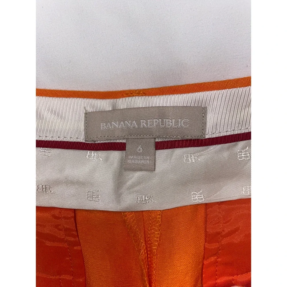 Banana Republic Orange Linen Blend Wide Leg Trousers Pants Womens Size 6